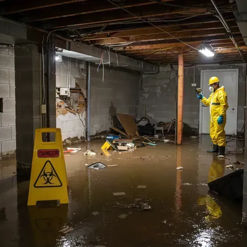 Flooded Basement Electrical Hazard in Chester, WV Property